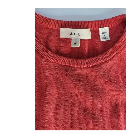 A.L.C. Tank Top Italian Yarn, Racerback, Coral/Pink, Ribbed Knit, Womens Sz XS - Picture 4 of 8